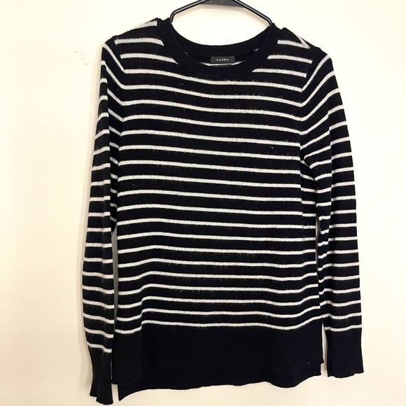 Halogen Black and White Stripe Cashmere size S - Picture 1 of 7
